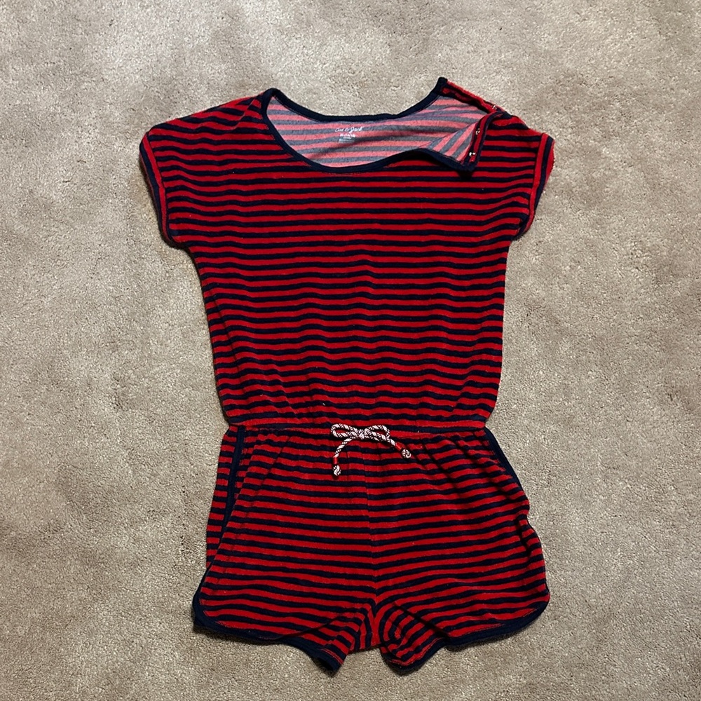 Cat & Jack Red and Black/Dark Navy Striped Kids Swim Coverup